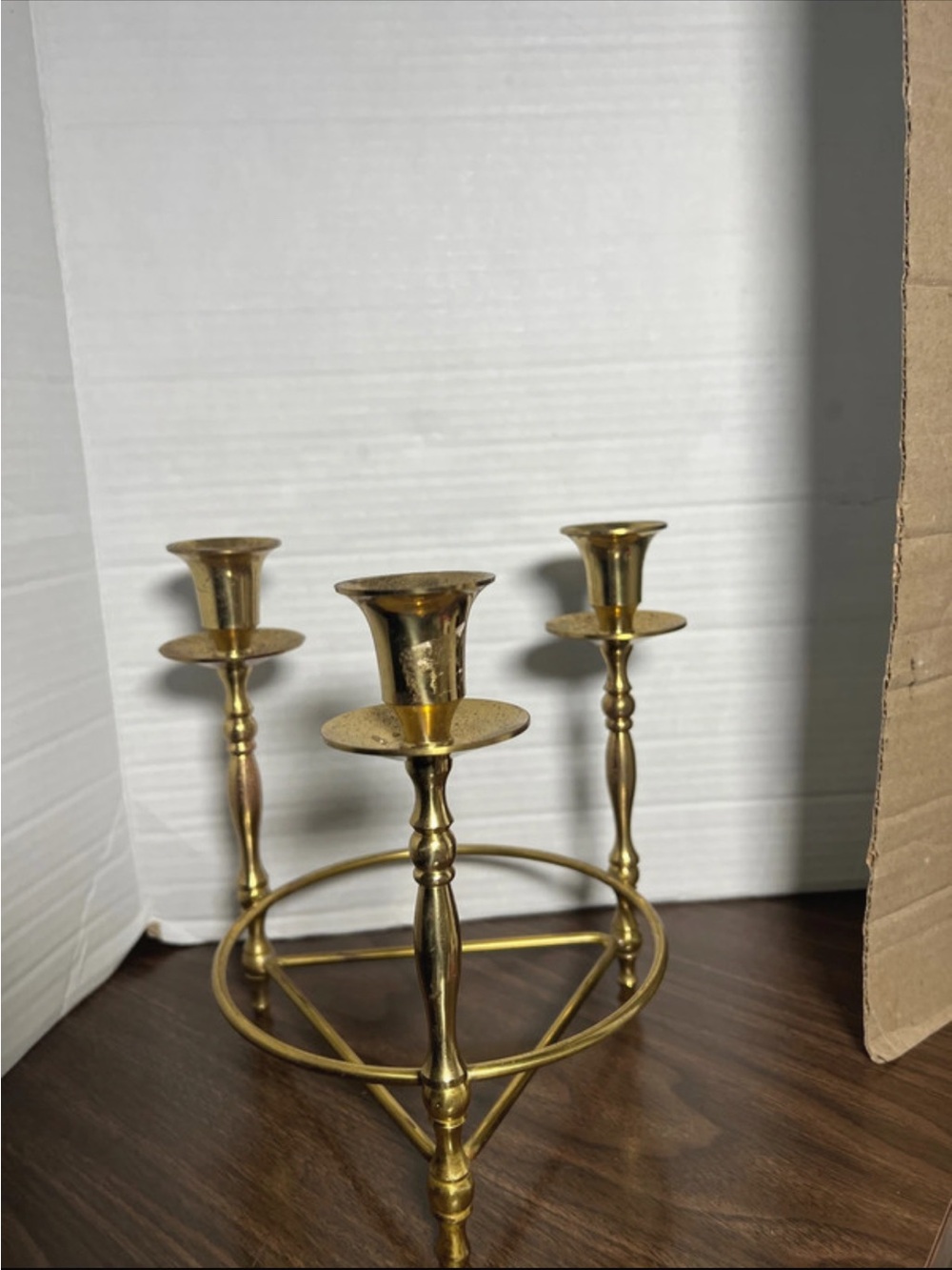 Vintage Brass 3-Arm Candle Holder Candelabra -